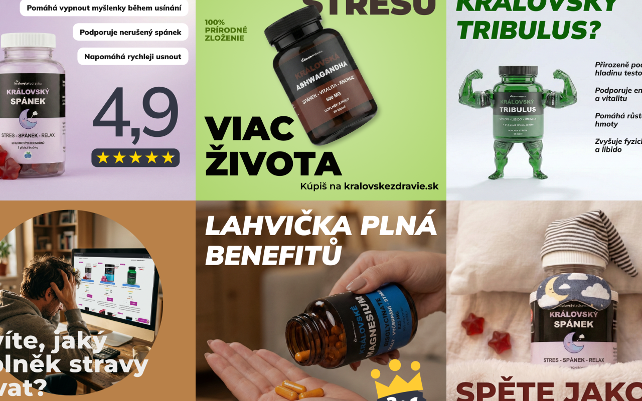 Ukázka výkonnostní grafiky – reklamní bannery pro Království zdraví