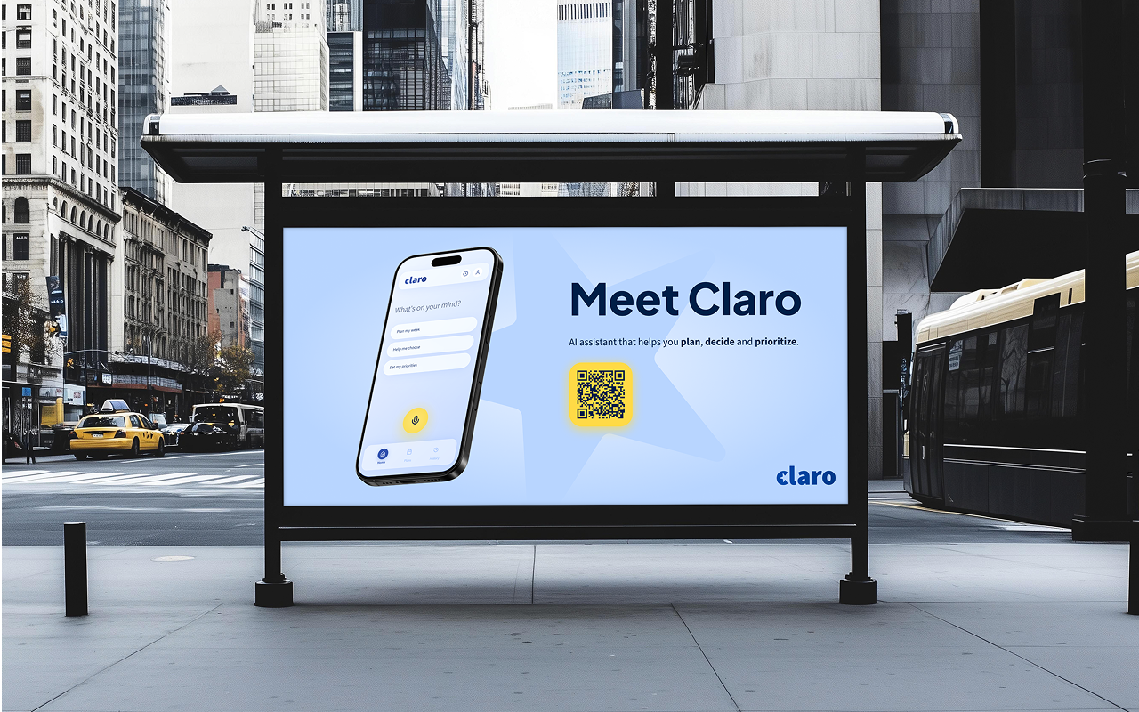 Ukázka vizuální identity – design venkovního billboardu pro Claro